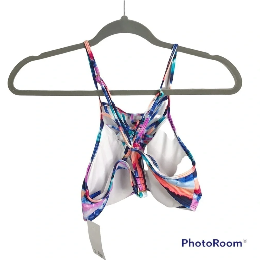 Apt 9 multicolored tie die striped bikini top size L nwt - Picture 2 of 6